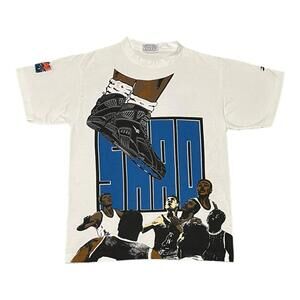 Vintage 90s Reebok Shaq Collectors AOP White T Shirt